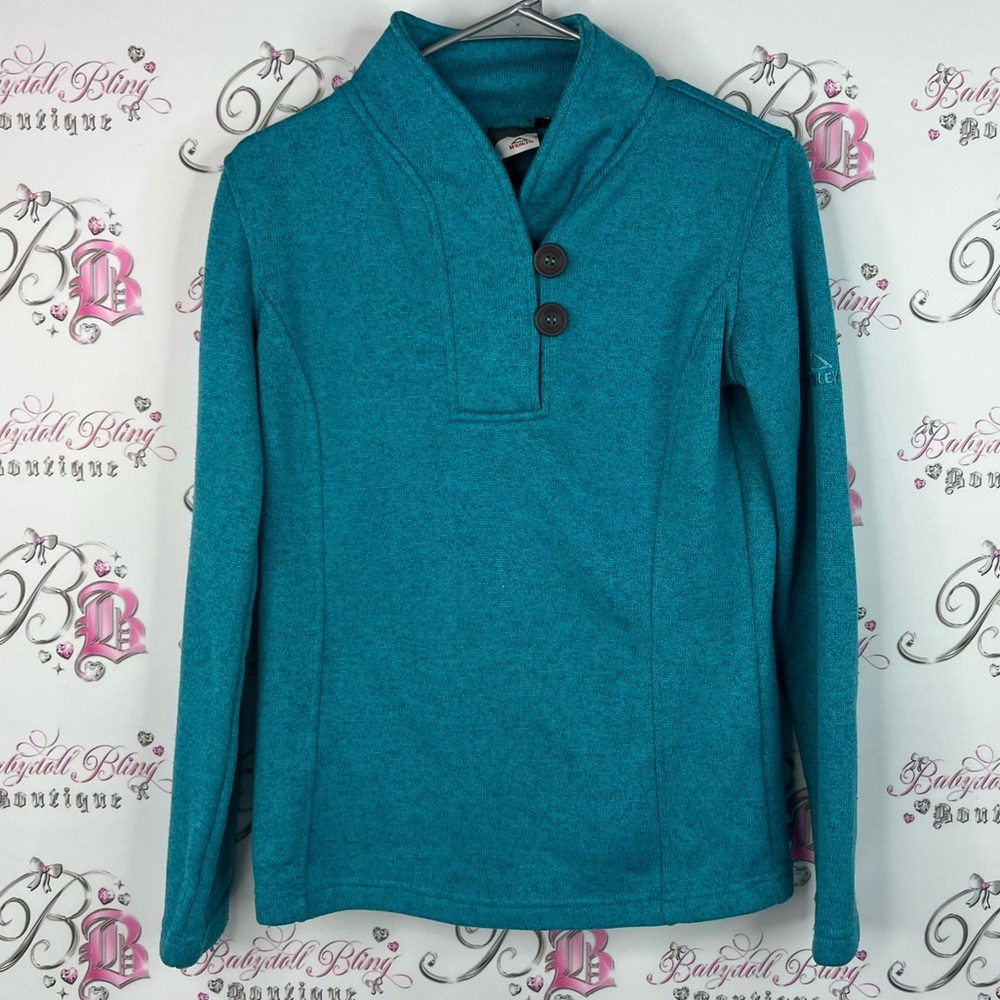Mckinley sweater buttons Elegant Teal Women's Sweatshirt with Button Accents